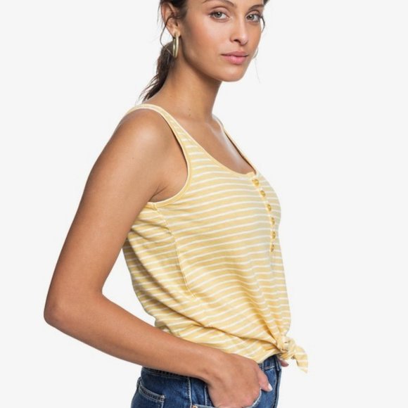 NWT Roxy stripe Tie-Front Tank Top - Picture 3 of 8